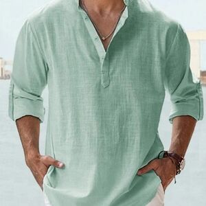 Coofandy Mens Cotton/Linen Shirt Size L